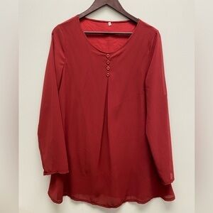 4 for $30 💜 Wine Colour Sheer Overlay Tunic Top Size XL